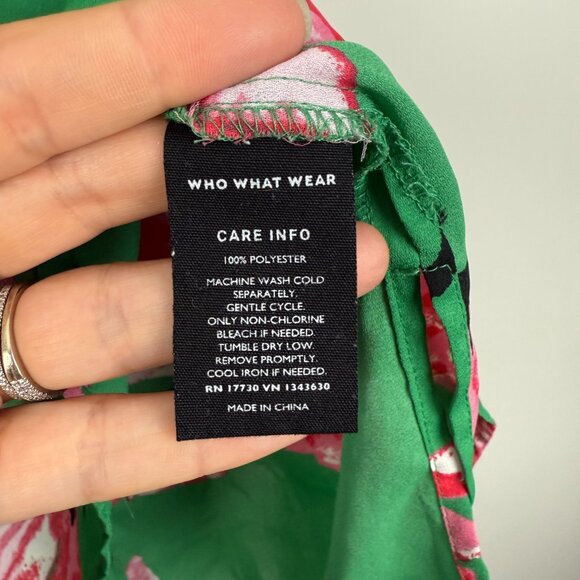 Women's Who What Wear Green and Pink Floral Sleeveless Blouse, Size M - Picture 4 of 8